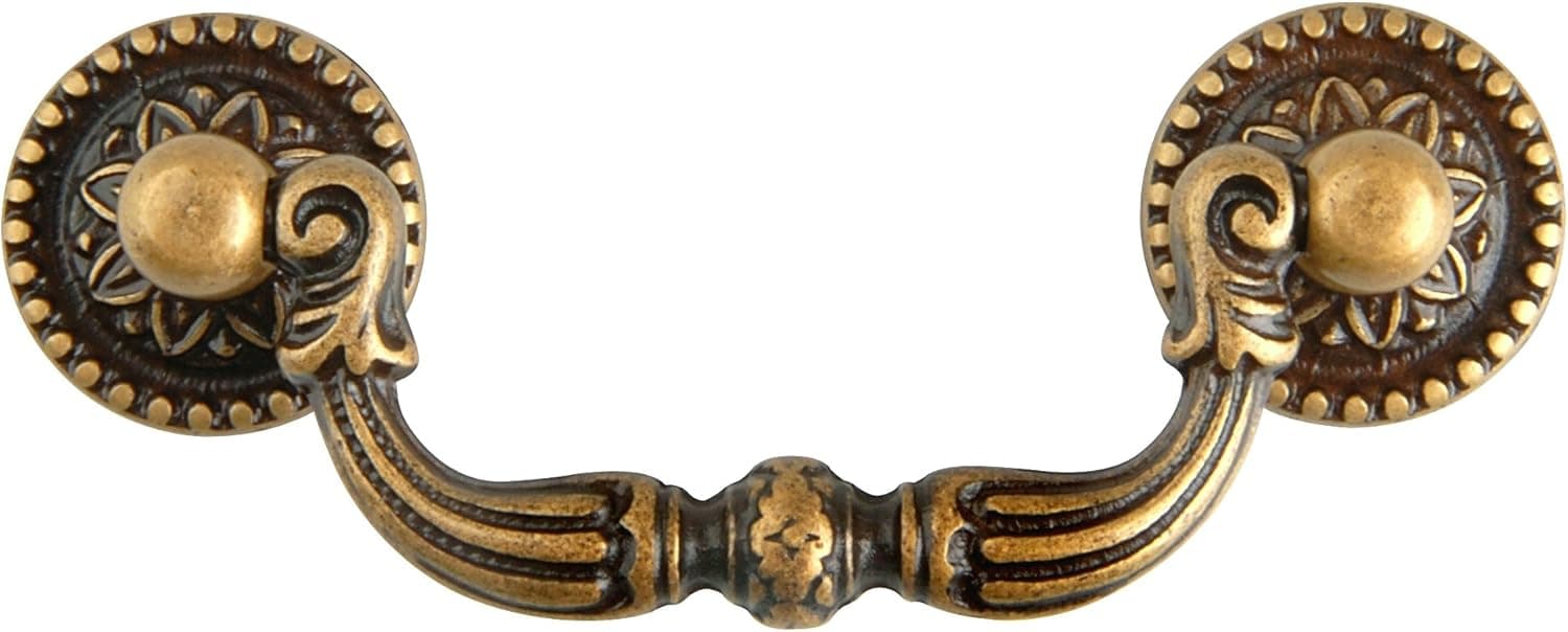 Bosetti Marella 100064.09 Louis XVI Brass Drop Pull, 4.84-by-1.97-Inch, Antique Brass Dark