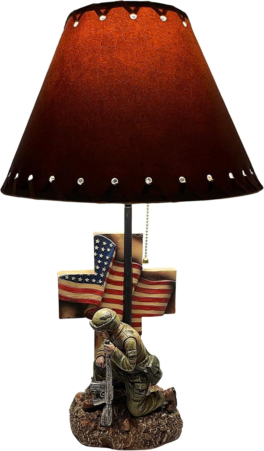 Urbalabs Army Hero Green USA Flag Military Solider with Riffle Table Desk Lamp Rustic Home Decor Hunting Man Cave Office Bedroom Living Room Machine Gun Decor Lamps (Army Hero Solider Lamp Only)