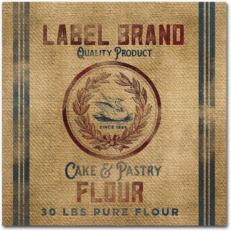 Cake Flour Burlap Bag by Marcee Duggar, 14x14-Inch Canvas Wall Art