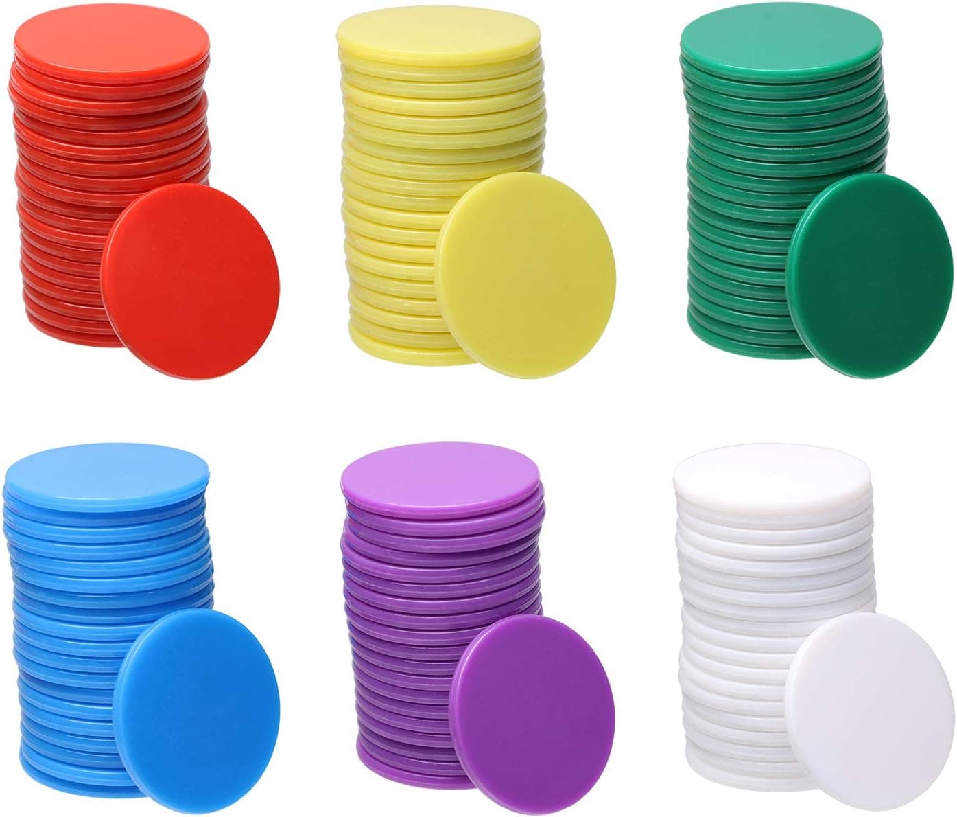Shapenty 6 Colors Small Plastic Learning Counters Disks Chip Counting Discs Markers for Math Practice and Poker Chips Game Tokens with Storage Box,120PCS (25mm / 1Inch)