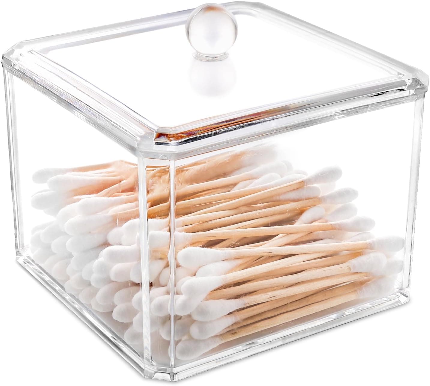 Luxspire Qtip Holder Dispenser for Cotton Ball, Cotton Swab, Cotton Round Pads, Q tip, Floss, Acrylic Apothecary Jar for Bathroom Accessories Containers Storage Organization Vanity Makeup Organizer