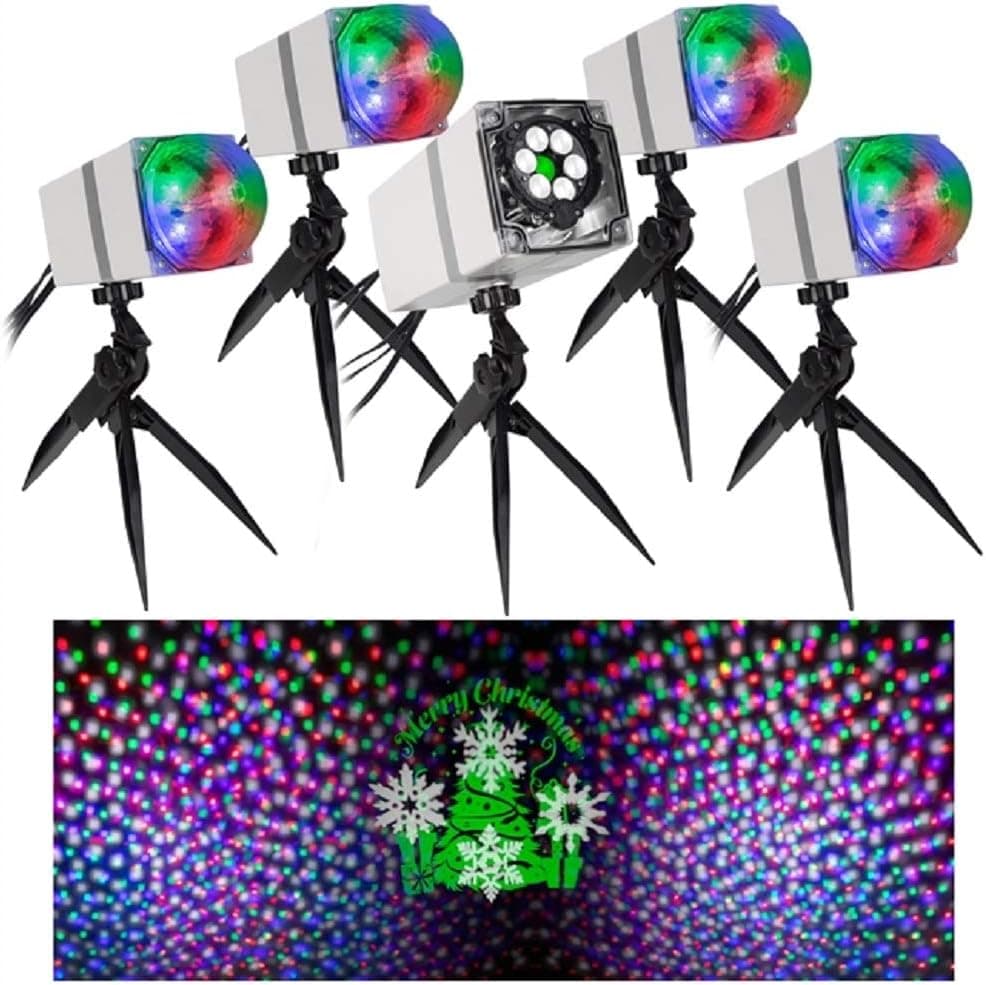 Orchestra of Lights LED Projection Set with 5 Spotlights and Speaker (Blue, red, Green, White, 15)