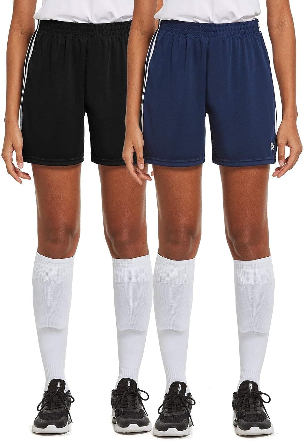 BALEAF Women's 5'' Basketball Soccer Lightweight Shorts 2-Pack UPF50+ Athletic Sports Training Loose-Fit with Drawstrings Black/Navy XL