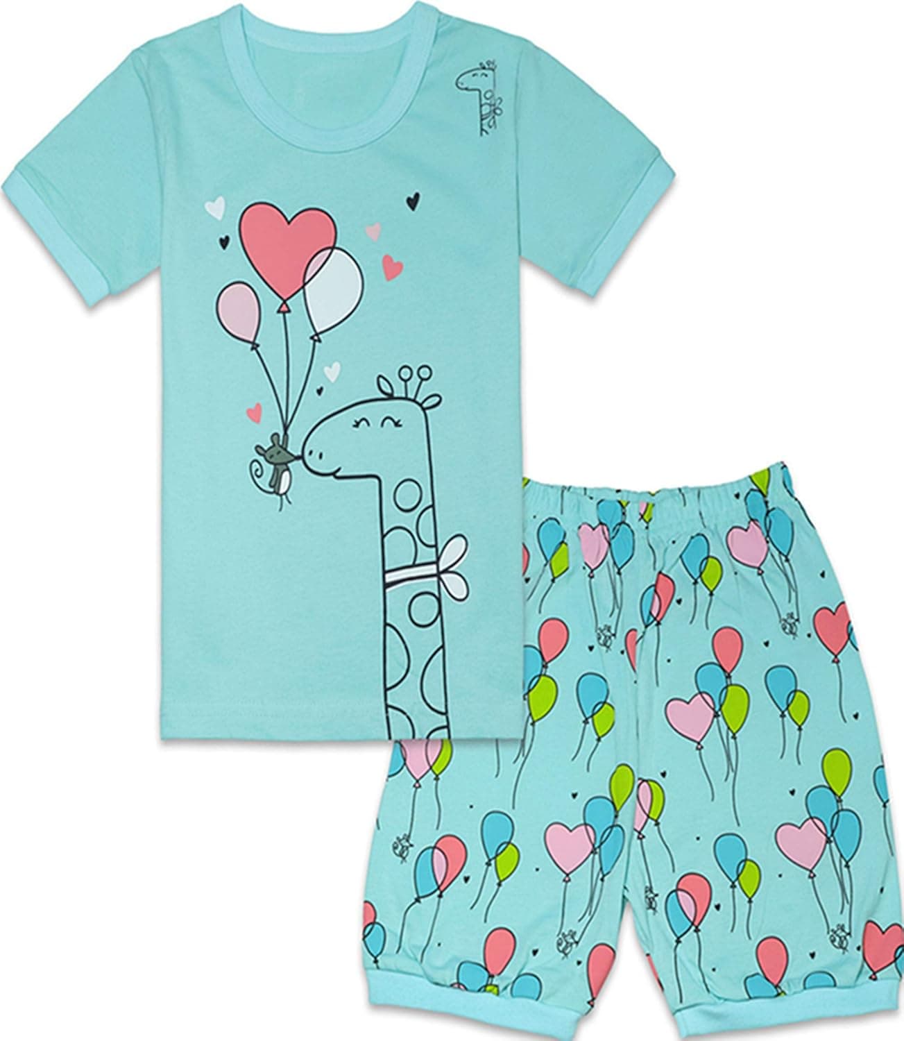 Qtake Fashion Girls Pajamas Set Summer Short Kids Pjs Toddler Sleepwear 100% Cotton Clothes Size 2-12Year