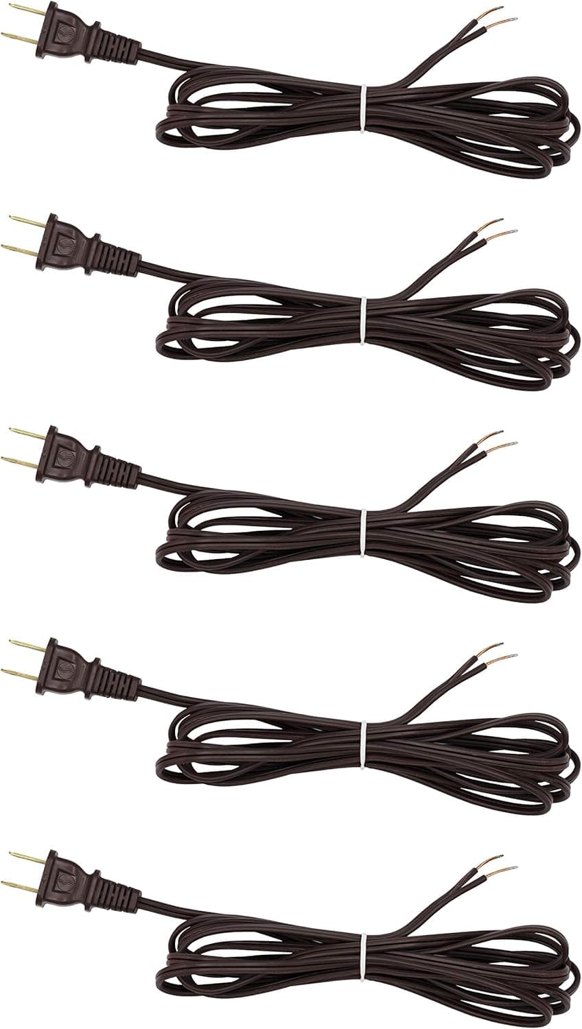 Creative Hobbies Brown Lamp Cord, 8 Foot Long, Replacement Lamp Cord Lamp Repair Part, 18/2 SPT-1 Wire, UL Listed (5)