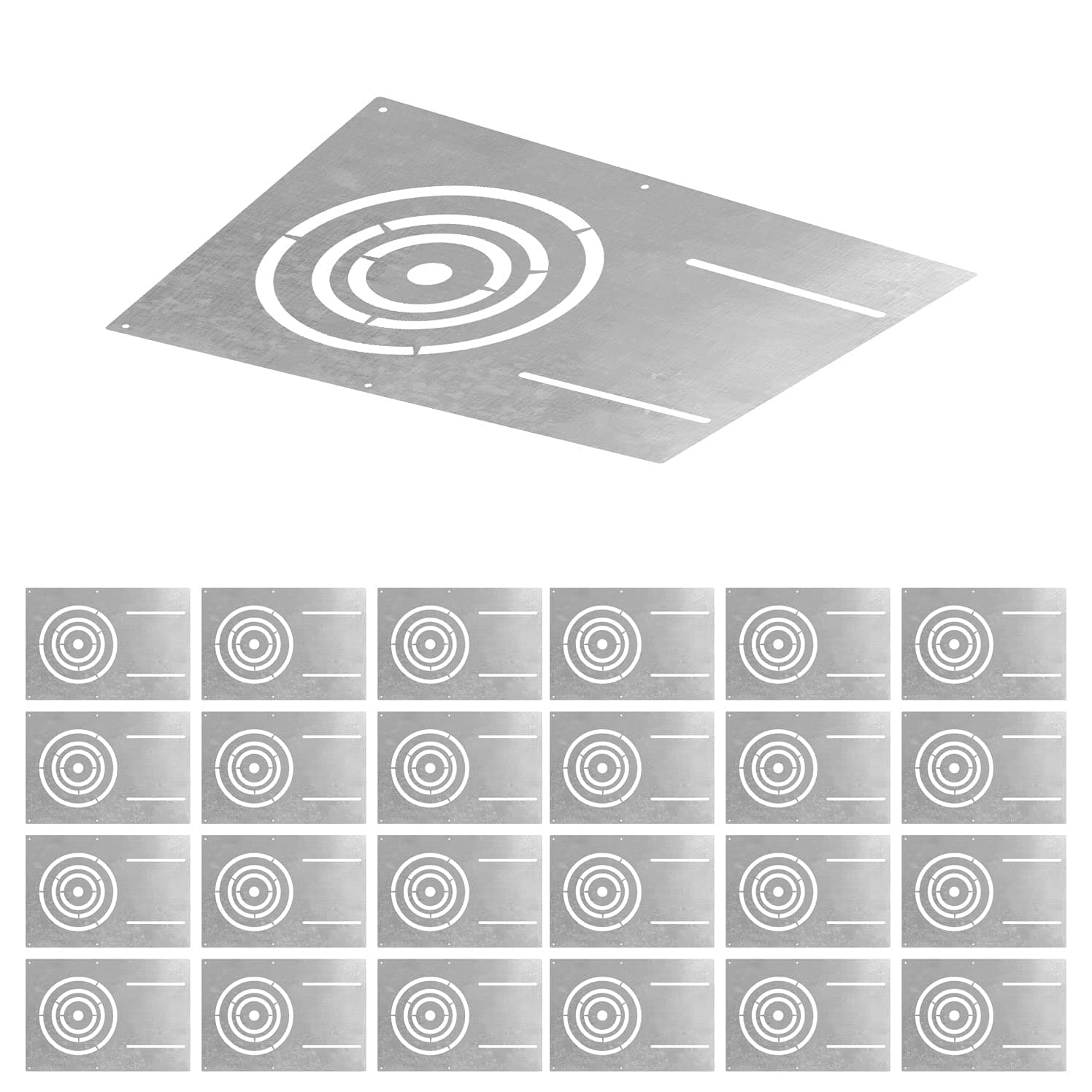 ASD New Construction Mounting Plate with Asymmetric Round Hole - 3-4-6" Flat Steel Rough-in Bracket, LED Recessed Lighting Housing, 24 Pack