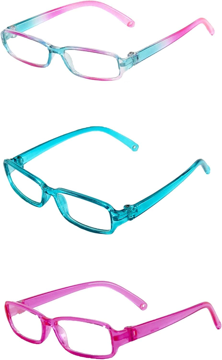 Three Pairs Multicolored Reading Glasses | Fits 18" American Girl Dolls, Madame Alexander, Our Generation, etc. | 18 Inch Doll Accessories