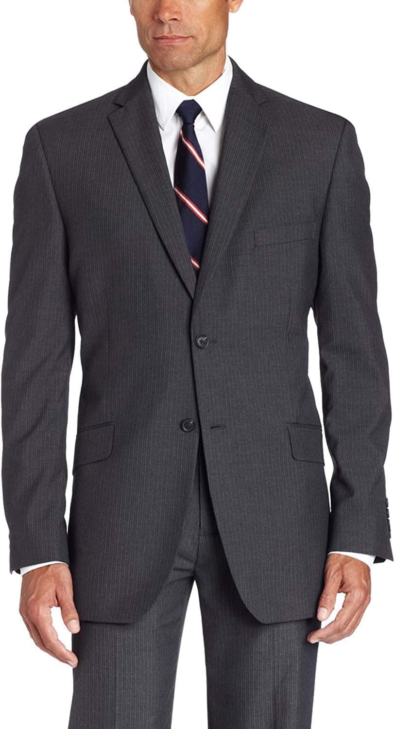 Haggar Men's Textured Pinstripe Tailored-Fit Two-Button Suit Separate Coat