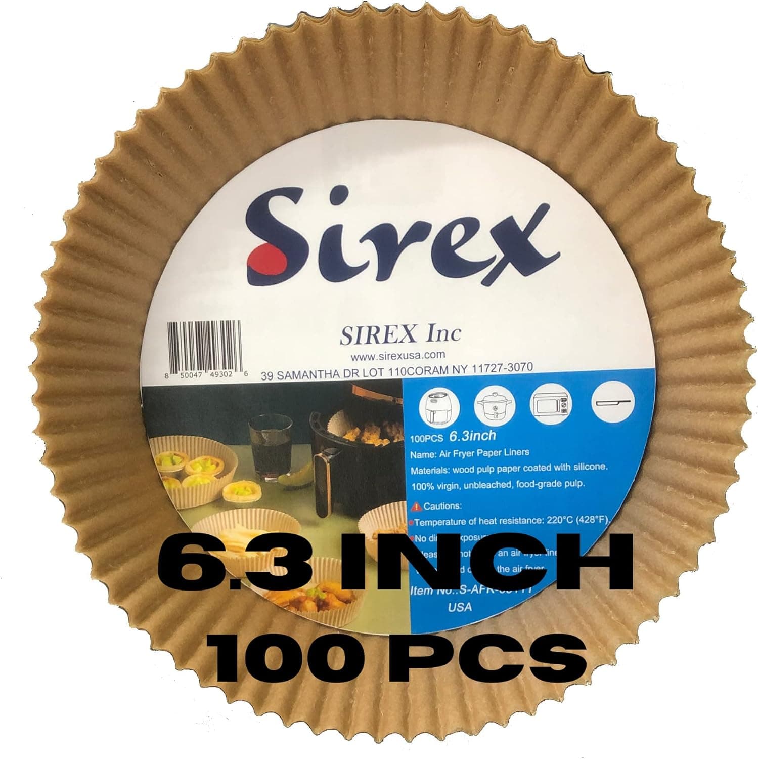 SIREX Parchment Paper For Air Fryer Sheets-100 Pcs 6.3"-7.9"