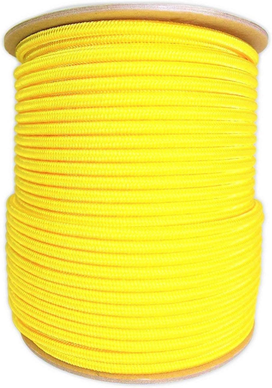 SGT KNOTS Braided Polyester Stiff Halter Cord for Equines, Arborists, Climbing, Hiking, Crafting (1/4" x 50ft, Yellow)