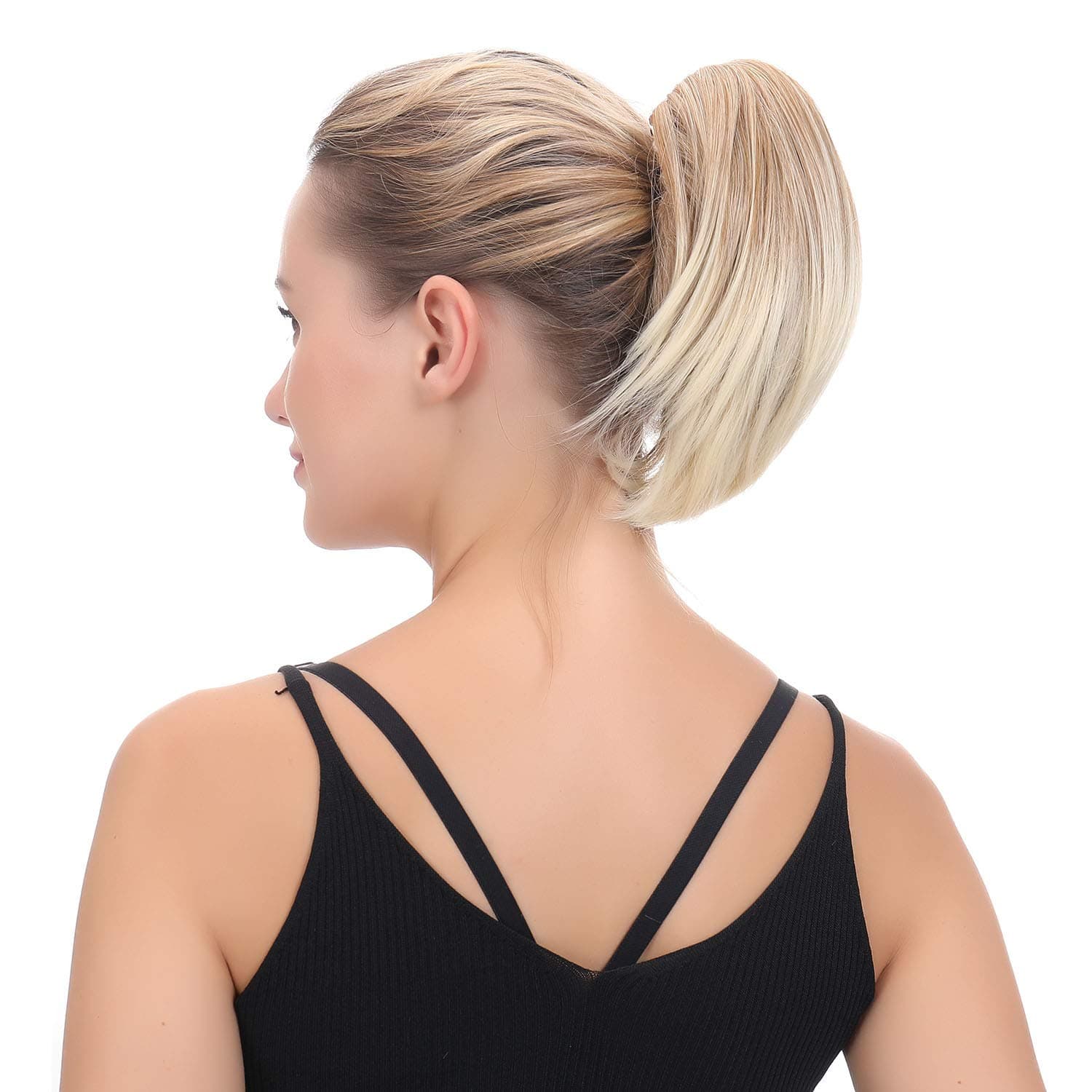 Oubeca Synthetic Claw Clip Ponytail Extensions Straight Short Pony Tail Hair Pieces For Women (27T613)