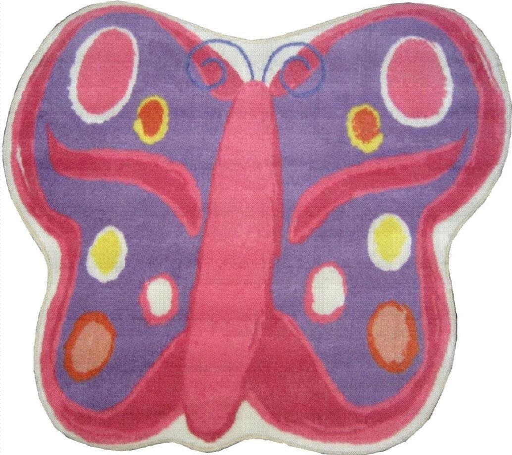LA Rug Fun Time Shape Butterfly Area Rug, 35" x 39", Pink