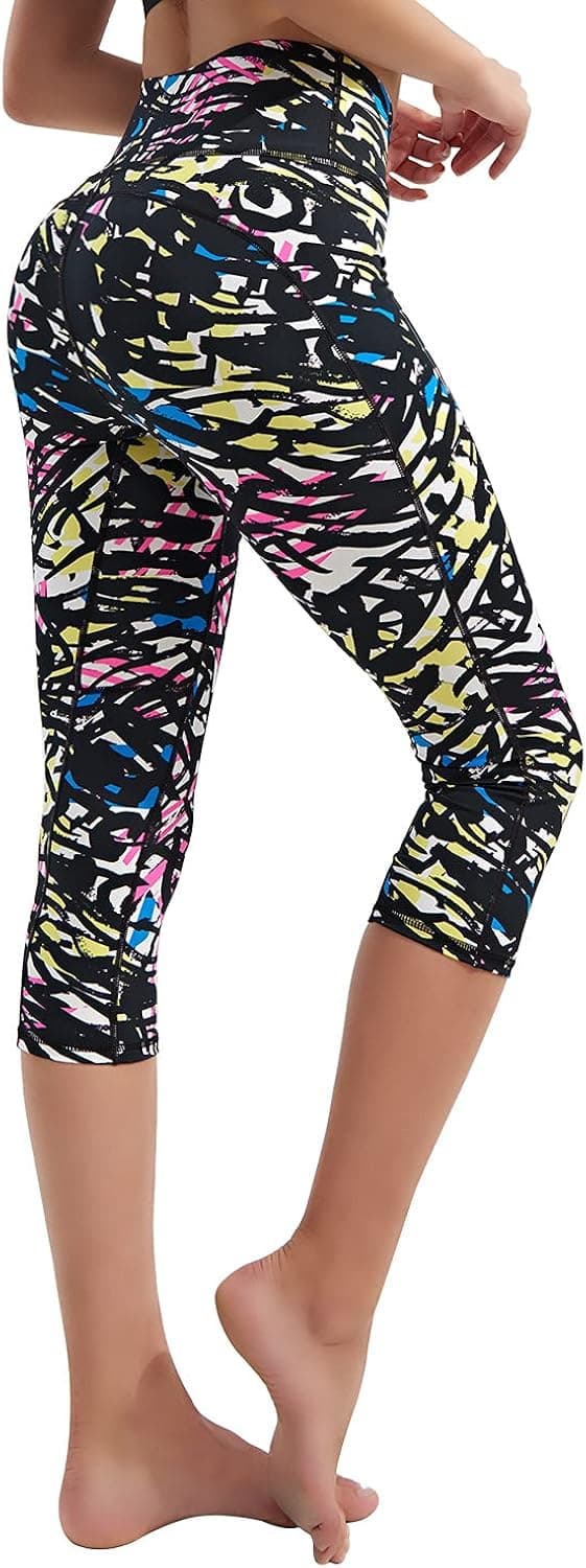 Zengjo Printed Leggings for Women Capri Compression Yoga Pants High Waist