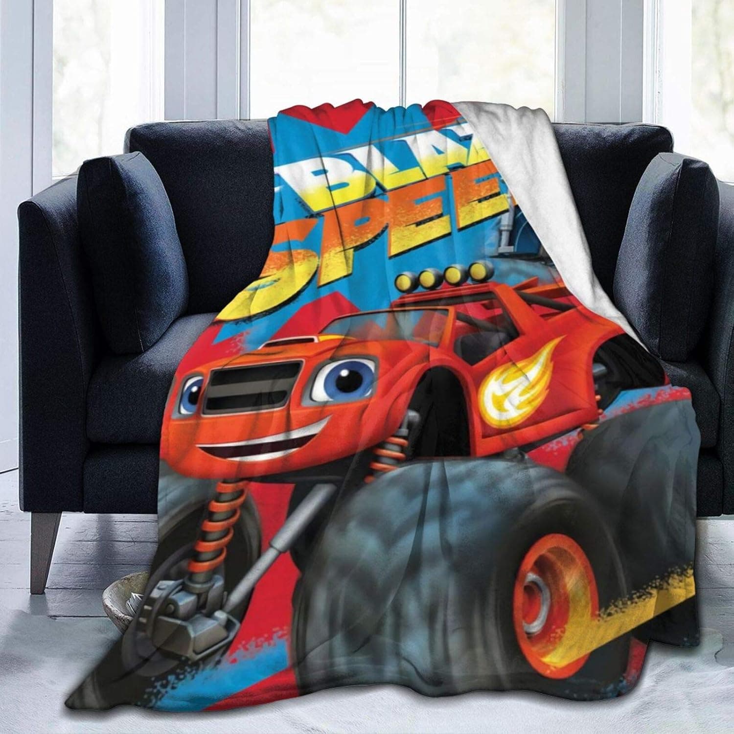 Uilove Blaze and The Monster Machines Blanket Soft Cozy Throw Blanket Flannel Blankets for Couch Bed Living Room 60x50 Inch