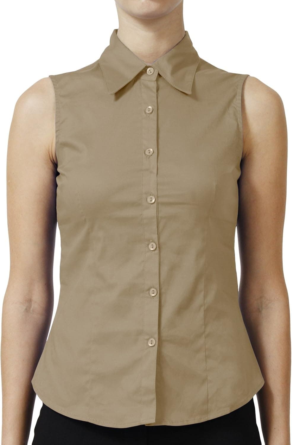 NE PEOPLE Womens Essential Basic Everyday Work Office Tailored Sleeveless Button Down Daily Shirts (S-3XL)