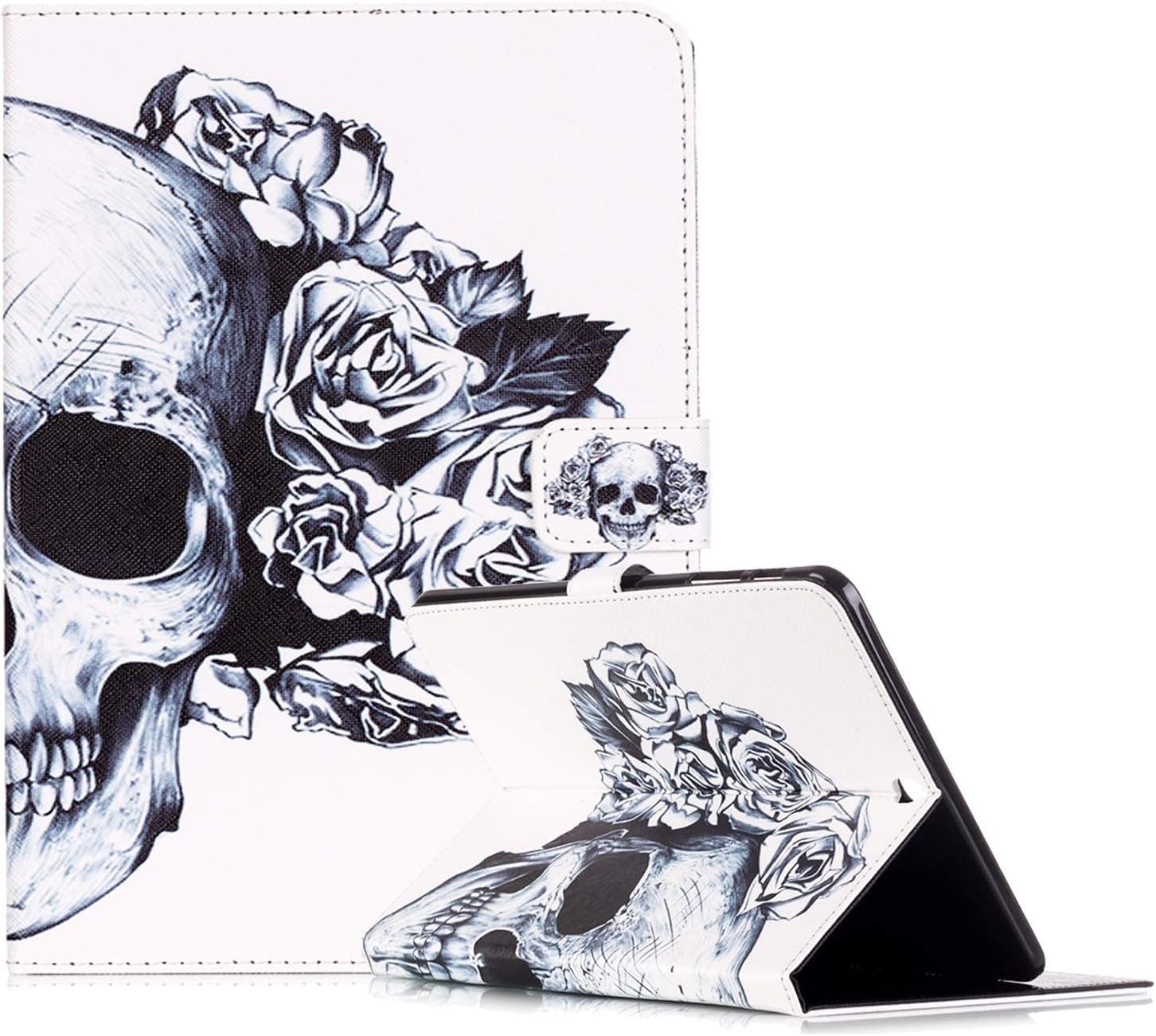 Galaxy T815/T810 case,UUcovers(TM) Magnetic Painting Pattern PU Leather Full-Body Protective Case Stand Feature Card Slot for Samsung Galaxy Tab S2 9.7 Inch (Skull)