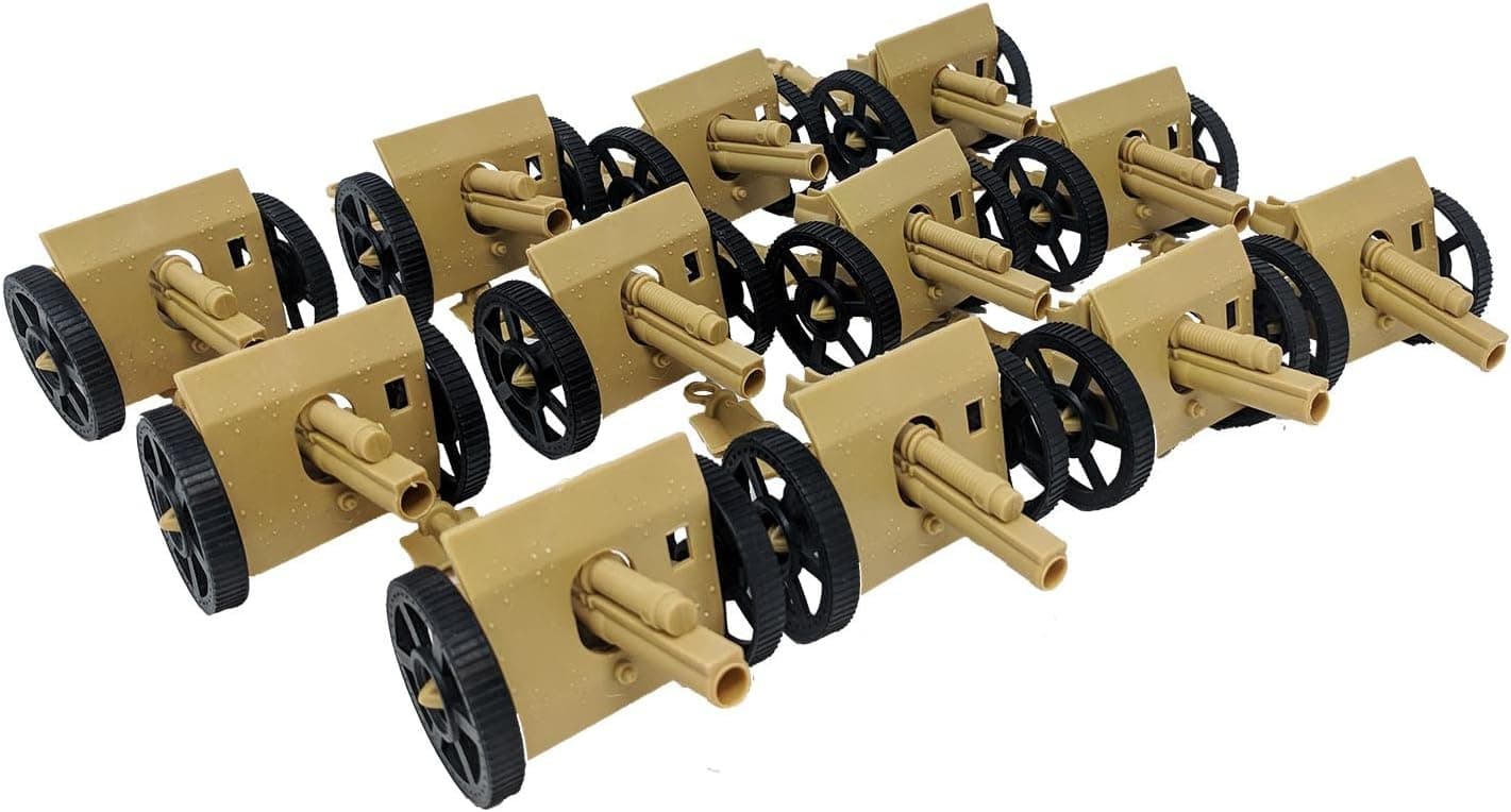 Toy Essentials 12 Pcs Army Desert Cannons with Moving Wheels (4 Inches)
