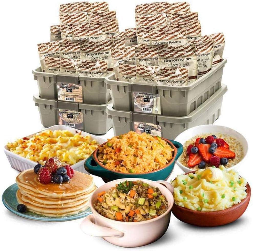 Patriot Pantry 3-Month Emergency Food Supply – 864 Servings of Delicious Recipes for One Person Stores up to 25 Years in Slim-line Totes