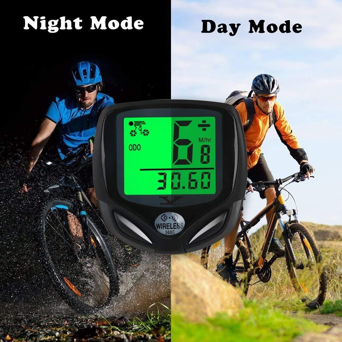 Bike Speedometer Waterproof Wireless Bicycle Bike Computer and Cycling Odometer with Automatic Wake-up Multi-Function LCD Backlight Display