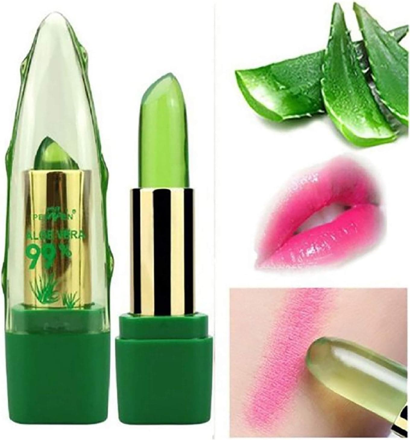 vmree Lip Balm, Color-Changing Pink pH Lip Balm, Ultra-Hydrating with 99% Aloe for All-Day Moisture, Aloe Gel Chameleon Lipstick (25g)