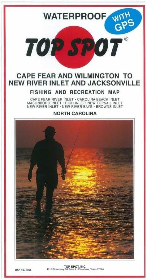 Topspot Fishing Map from Cape Fear/Wilm to New River Inlet/Jacksonville