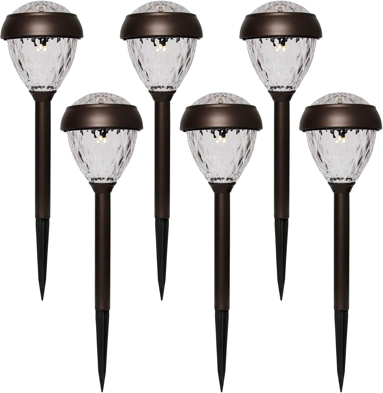Westinghouse Solar LED Pathway Light - 12 Lumens Modern Outdoor Stainless Steel Stake Light (6 Pack, Coffee Brown)