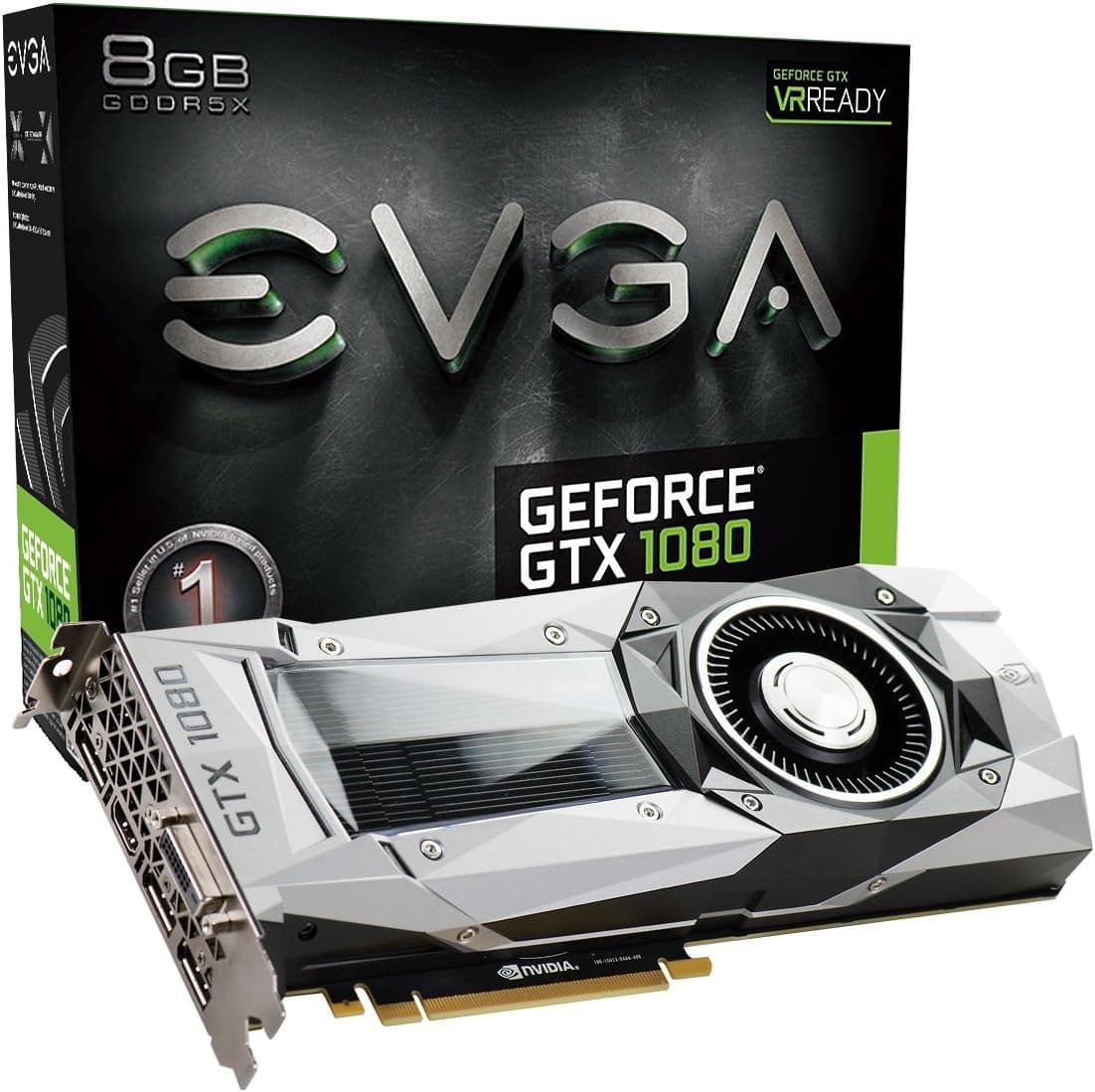 EVGA GeForce GTX 1080 Founders Edition, 8GB GDDR5X, LED, DX12 OSD Support (PXOC) Graphics Card 08G-P4-6180-KR