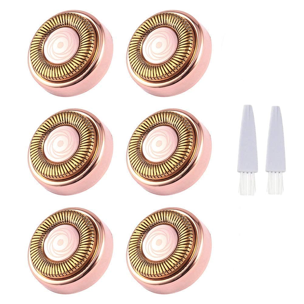 Facial Hair Remover Replacement Heads,18K Rose Gold-Plated Blade Head,Perfect for Old Version Finishing Touch Flawless Hair Remover,6 Replacement Heads,6 PLASTIC TRAY Only at MINIBIGGER(Rose Gold)