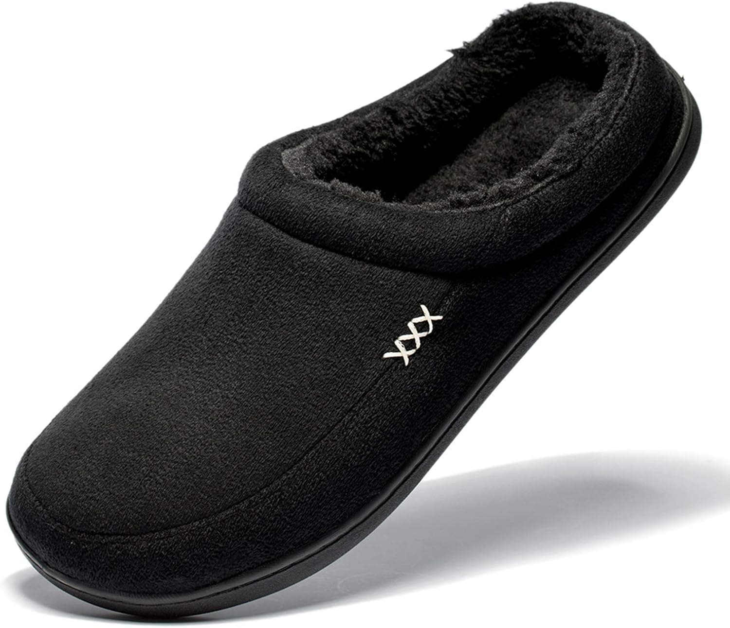NDB Men's Warm Memory Foam Suede Plush Shearling Lined Slip on Indoor Outdoor Clog House Slippers