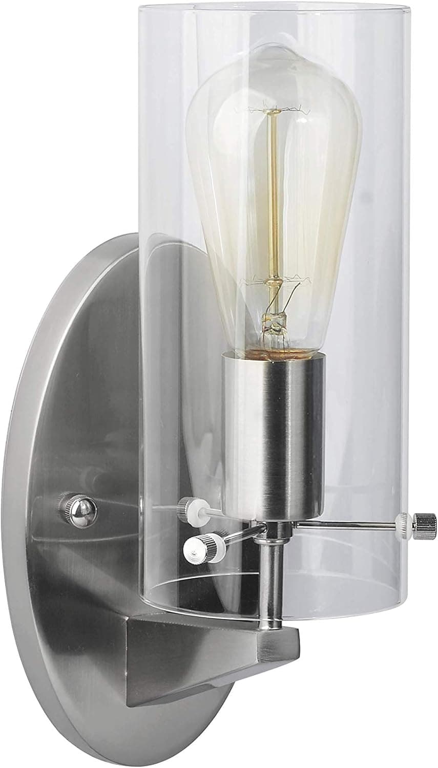 TengXin Bathroom Vanity Wall Lamp with Glass Shade,Brushed Nickel Finished,Up/Down Mirror Front Lamp,UL Listed (1 Light)