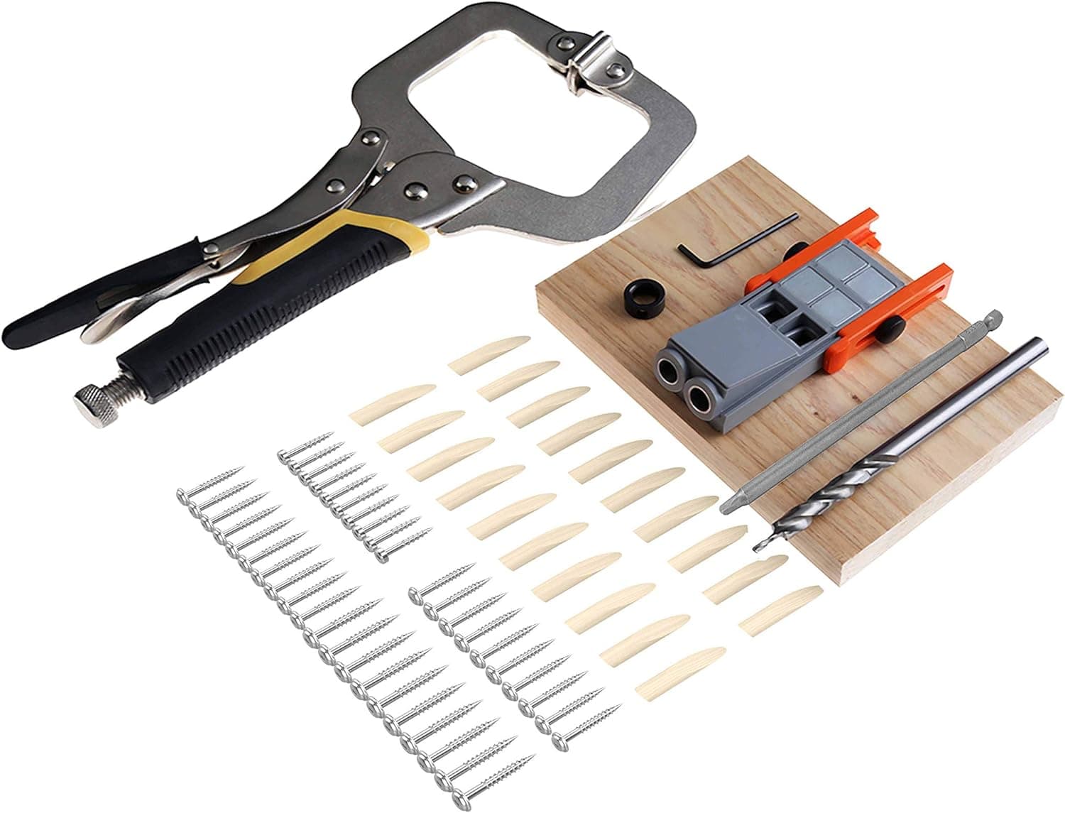 DuroFox Pocket Hole Jig with Pocket Hole Screw and Clamp Jig Drill Guide Jig Plug
