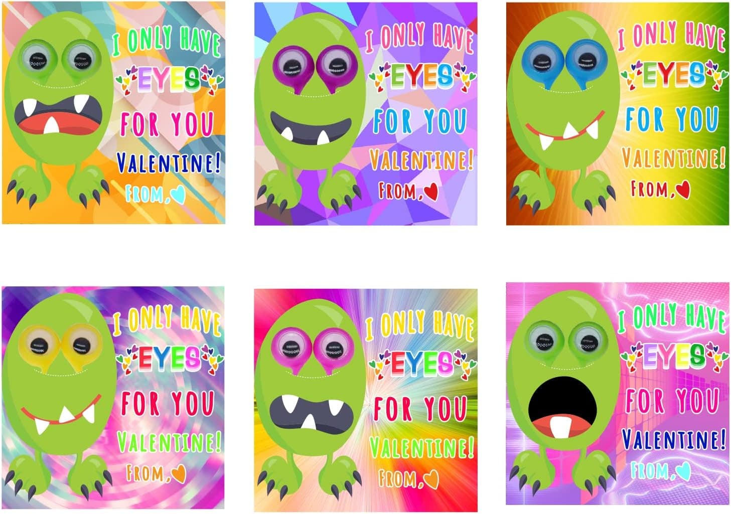 36Pcs Kids Valentines Day Gifts for Classroom - Valentine Cards with Cute Eye Rings Finger Puppets Wiggly Eyeball Finger Puppet Rings Novelty Toys for Boys Girls Exchange Gifts, Party Favor Prizes