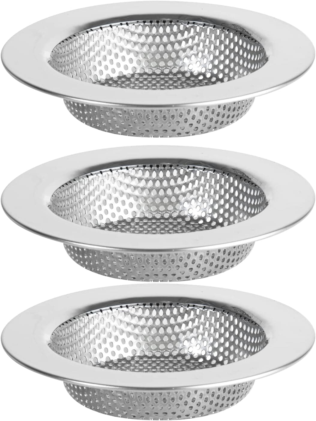 NIOEEOT Kitchen Sink Strainer Stainless Steel, Kitchen Sink Drain Strainer, Food Catcher for Sink Drains- 4.5" Diameter, 3 pack
