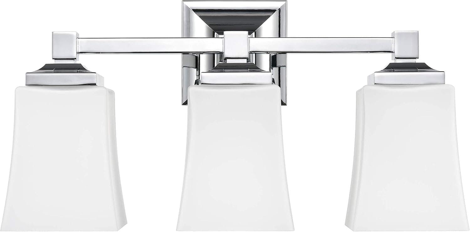 Linea di Liara Brighton 3 Light Bathroom Vanity Light Polished Chrome Bathroom Light Fixtures Over Mirror Modern Vanity Lighting Fixture with Frosted Glass Shade, UL Listed