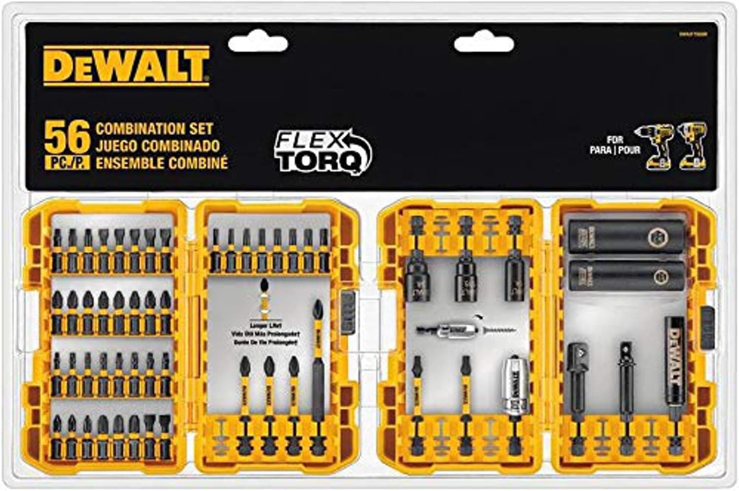 DEWALT FlexTorq 56-Piece Phillips/Square/Torx Impact Driver Bit Set