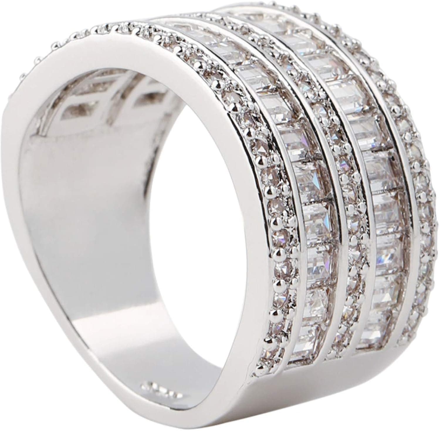 Exquisite Ring Fresh Style Ladies Couple Love Rings Fashion Women Round Rectangular Multilayer Cubic Zirconia Engagement Ring Jewelry for Women/Girl Finger Rings DIY Jewelry Gifts