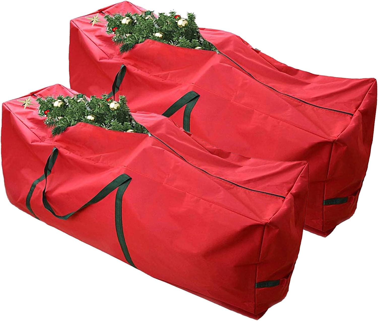 N/P Christmas Tree Storage Bag 2 Pack - Stores a 9 ft Tall Disassembled Artificial Xmas Holiday Tree,with Durable Handles and Dual Zipper Waterproof Material Protects from Dust Moisture.