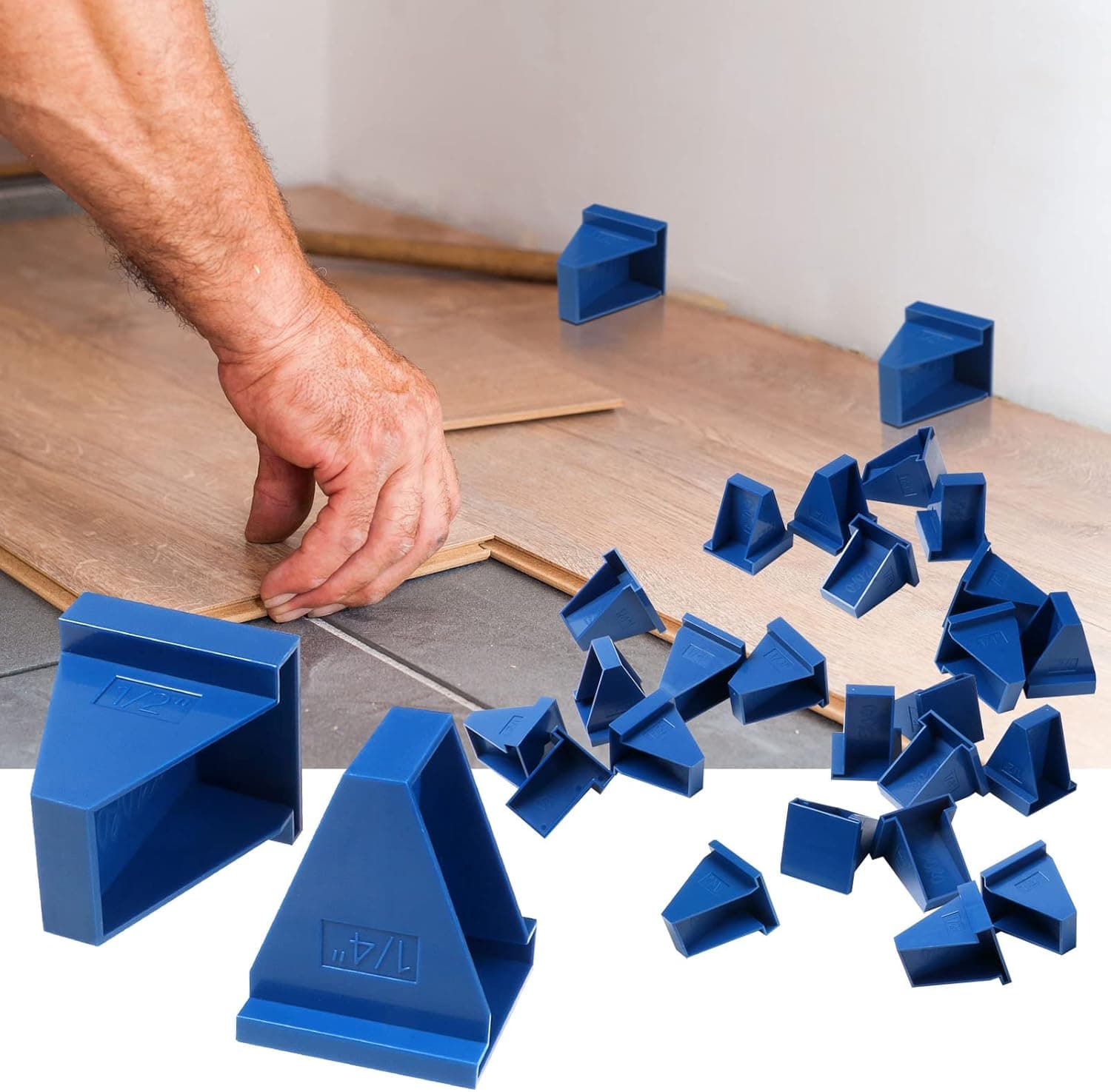 Flooring Spacers, 1/4” & 1/2” Gap (24 Pack) for Laminate Wood Flooring Tools, Flooring Installation Spacers for Installing Laminate, Wood, Vinyl Plank, Tiles, Bamboo, Hardwood, Floating Floor etc.