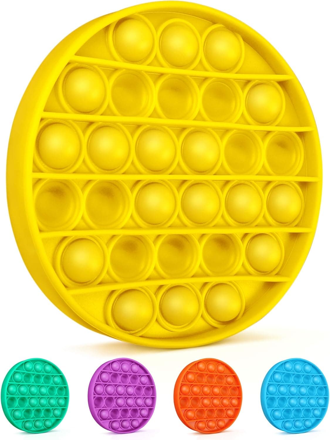 Colplay Pop Pop Fidget Toys Under 5 Dollars, Push Pop Bubble Fidget Sensory Toy, Autism Special Needs Silicone Stress Relief Toy, Great Fidget Toy Sensory Toys Novelty Gifts（Yellow-Round）