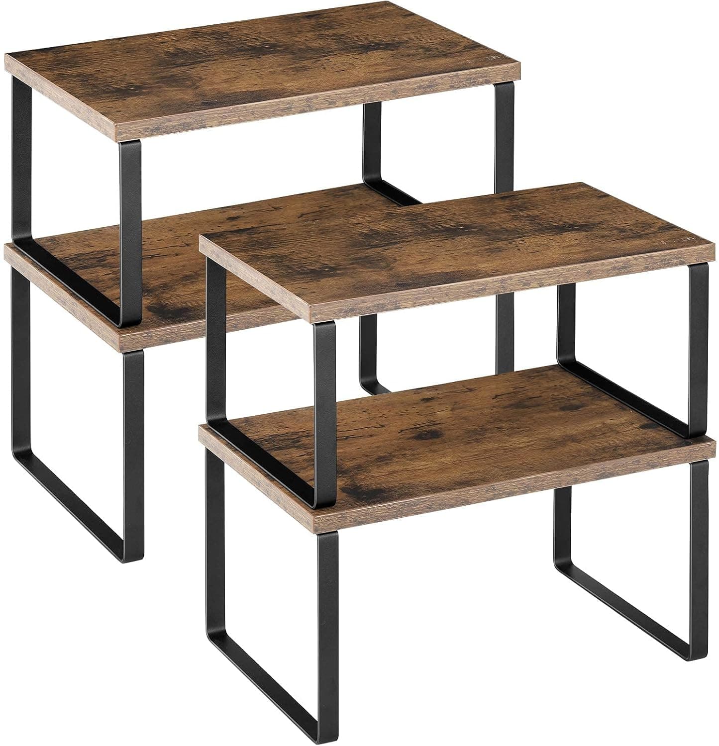 Kitchen Cabinet Shelf Organizers Wooden Counter Top Organizer Racks for Kitchen, Cabinet, Multipurpose Pantry Spice Rack, Stackable & Expandable Storage, 4 Pack