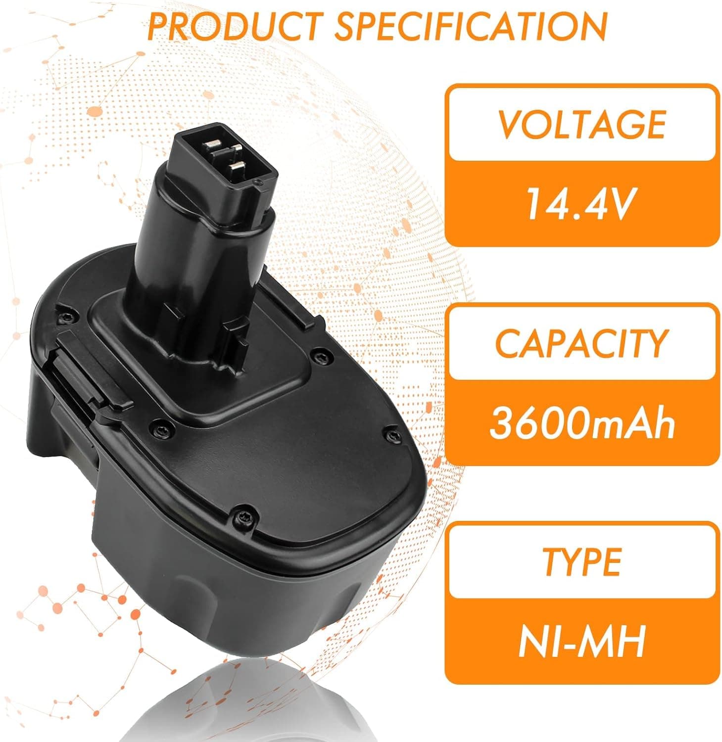 2-Pack 14.4v 3.6Ah DW9091 Replacement for Dewalt 14.4 Volt Battery Compatible with Dewalt 14.4V XRP Battery Ni-Mh DC9091 DW9094 DW9091 DE9038 DE9091 DE9092 Ni-Mh Replacement Cordless Power Tools