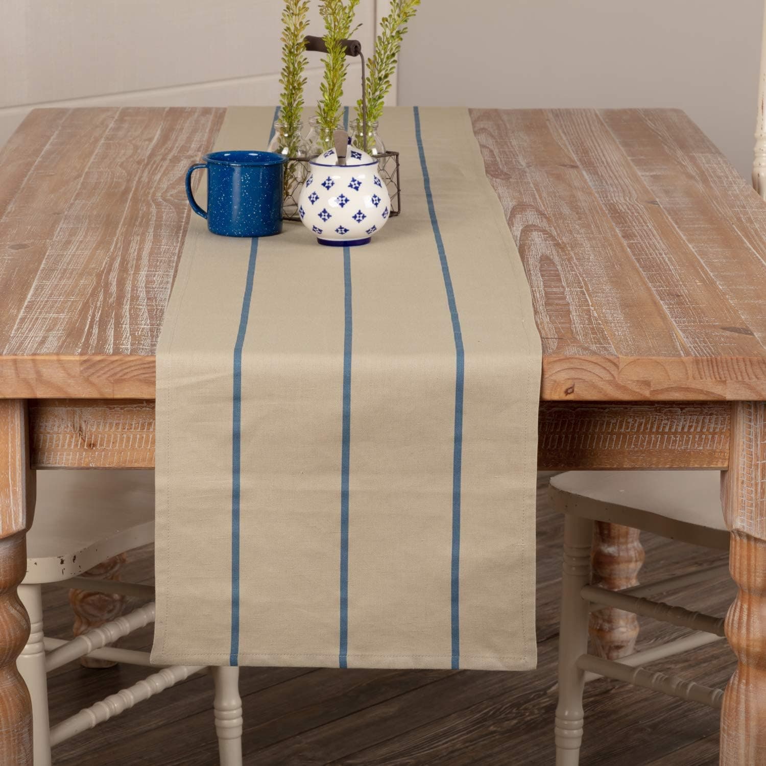 VHC Brands Lauren Table Décor, Runner 13x90, Blue