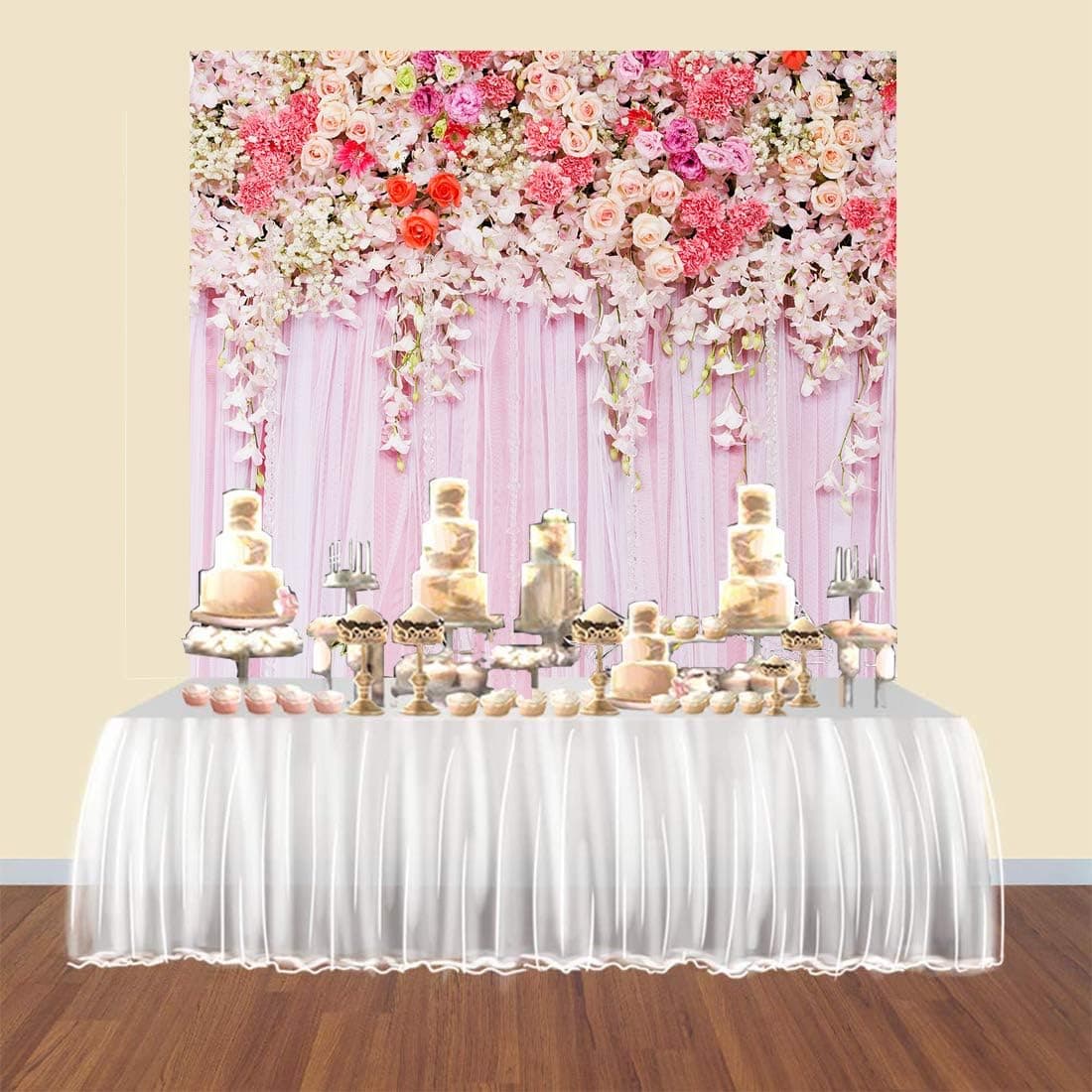 BEIPOTO 5x5ft Newborn Backdrops for Photography Baby Pink Flower Floral Picture Photo Background Studio Props