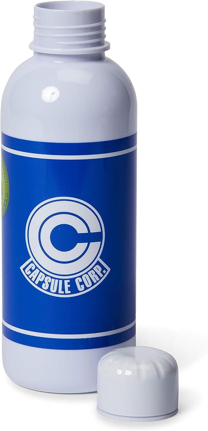 JUST FUNKY Official Dragon Ball Z Capsule Corp. Plastic Water Bottle - 21-Ounce Container for Water, Tea, Coffee - Insulated Drinking Cup for Travel, Hiking Running - Licensed Merchandise