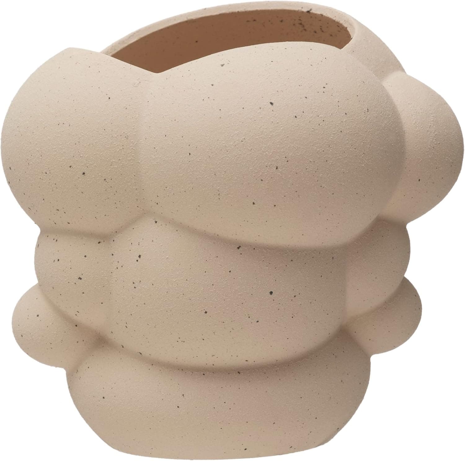 Bloomingville Stoneware Organic Shaped Vase, Cream Sand Finish Wall Decor, 8" L x 8" W x 8" H