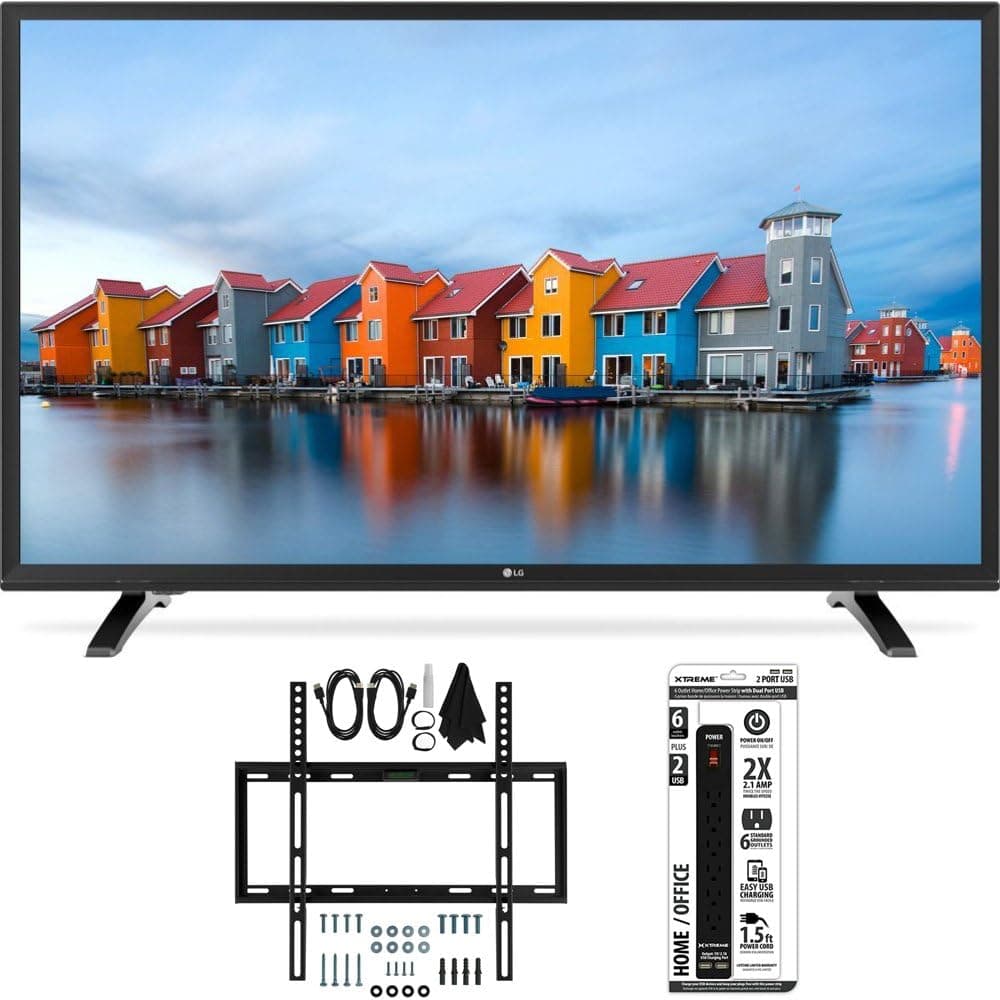 LG 43LH5000 43-Inch Full HD 1080p LED TV Slim Flat Wall Mount Bundle Includes TV, Slim Flat Wall Mount Ultimate Kit and 6 Outlet Power Strip with Dual USB Ports