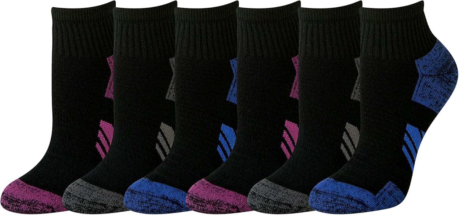 Amazon Essentials Women's Peformance Cotton Cushioned Athletic Ankle Socks, 6 Pairs