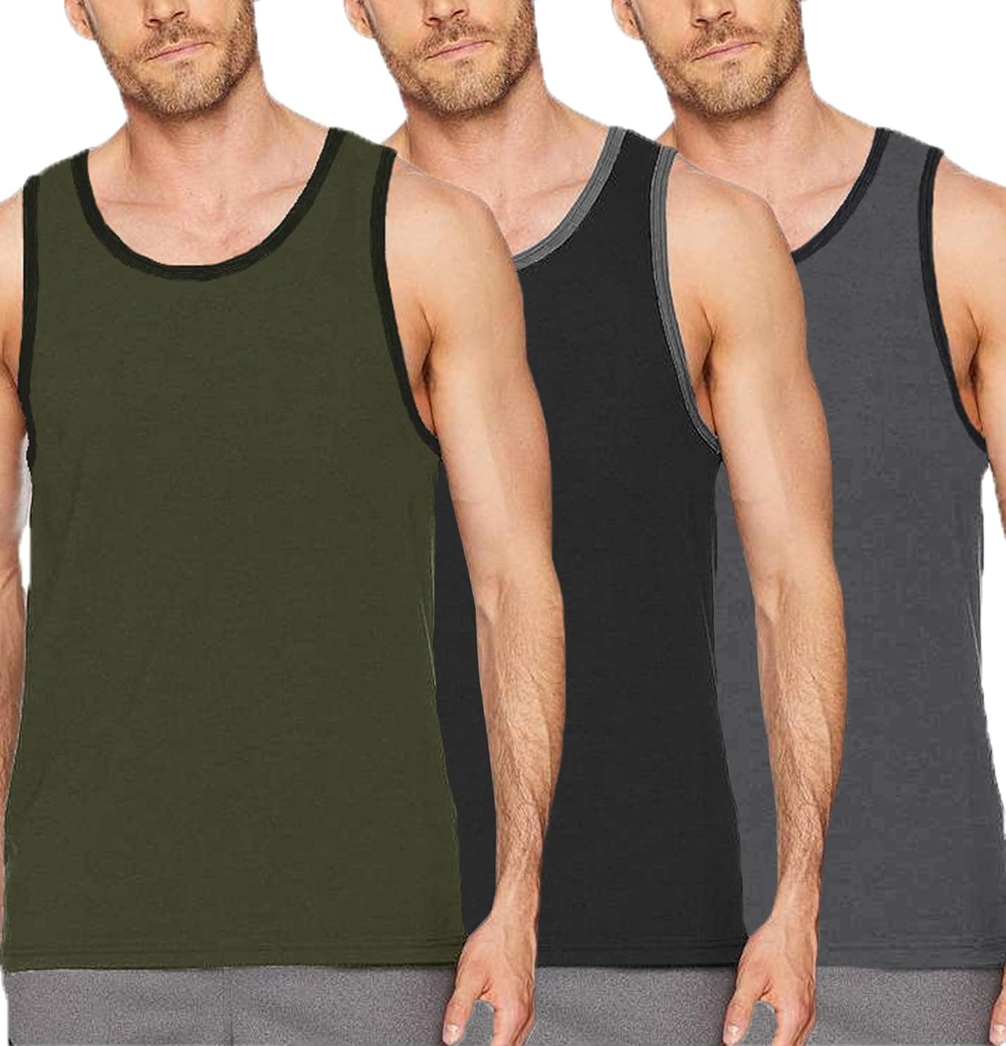 COOFANDY Men's 3 Pack Quick Dry Workout Tank Top Gym Muscle Tee Bodybuilding Fitness Sleeveless T Shirts