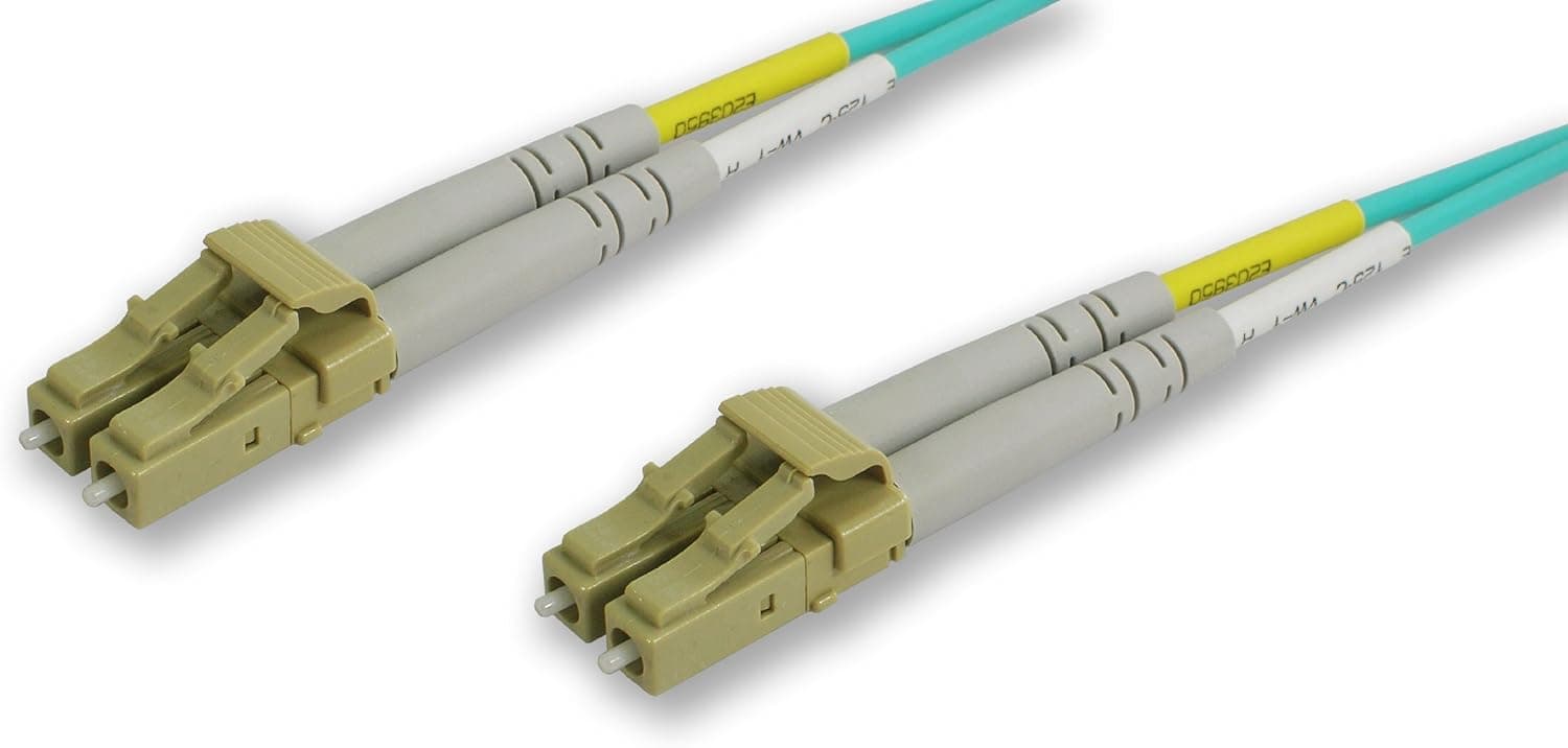 Lynn Electronics LCLC-10GIG-5M 50/125-10 Gig Aqua Duplex Multi-Mode Fiber Optic Patch Cable, LC-LC, 5 Meters in Length Aqua