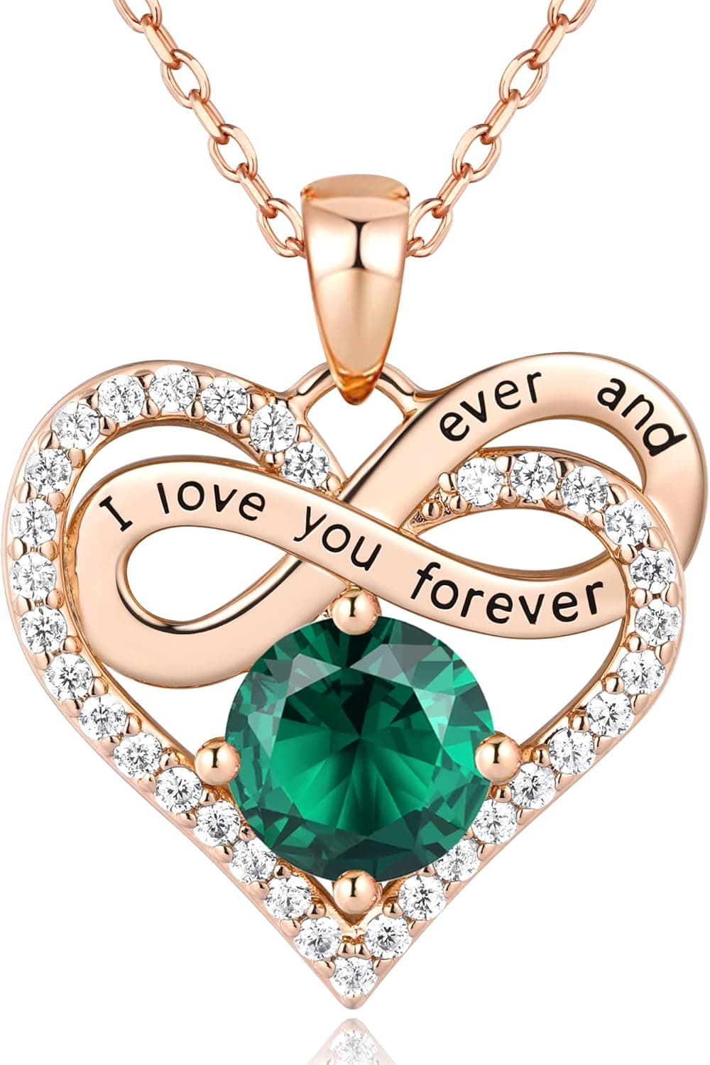 Jewlpire Infinity Heart Necklace for Women 925 Sterling Silver Birthstone Necklace Rose Gold Silver Jewelry for Women, Birthday Anniversary Valentine's Day Christmas Jewelry Gifts for Women Wife Her